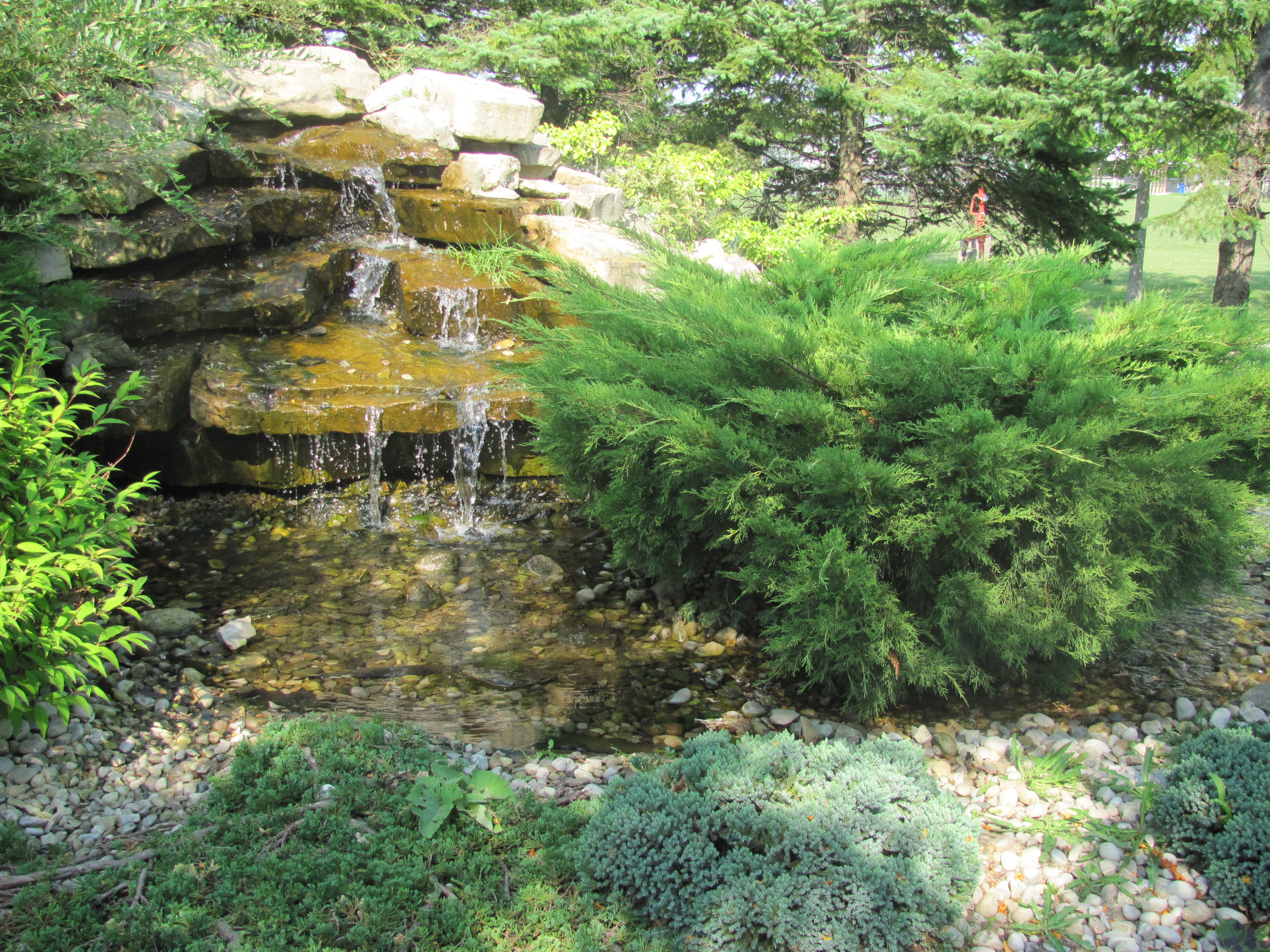 A water feature on the Walk of Memories in Tiverton.