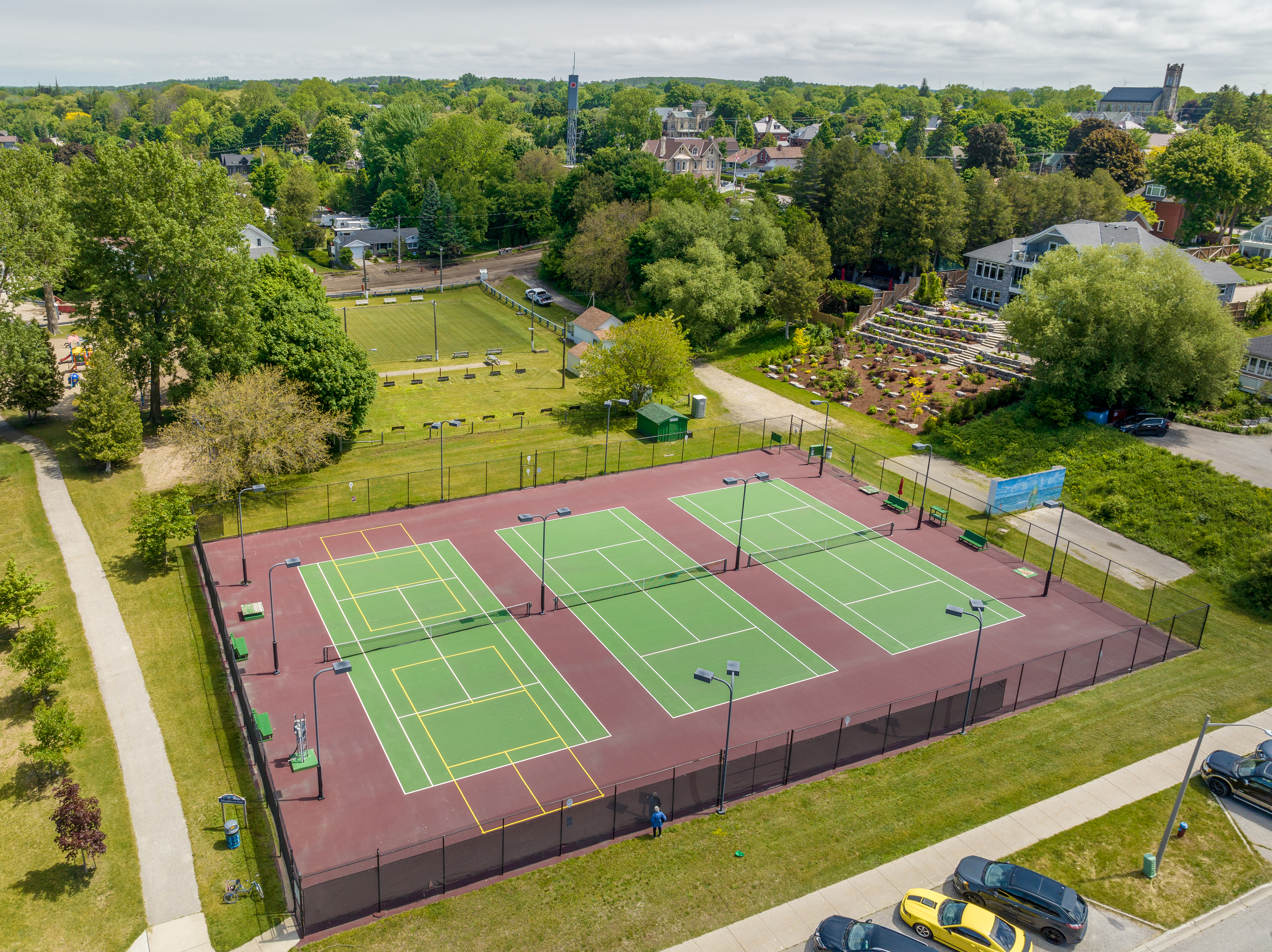 An aerial view of the Kincardine Tennis Courts.