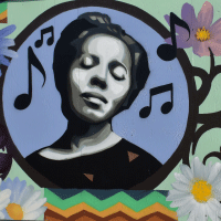 Afrocentric mural by Phillip Saunders featuring Portia White